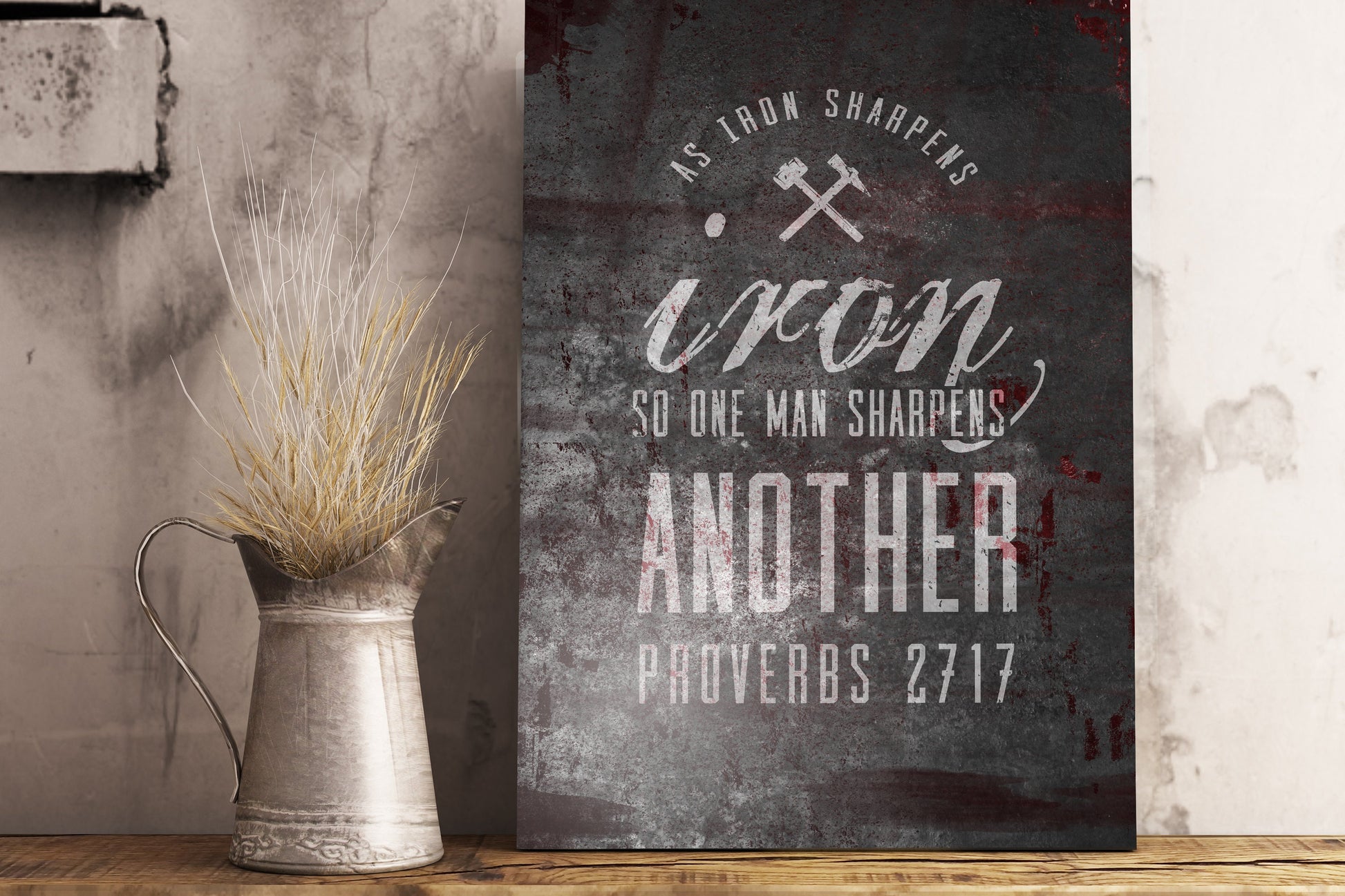 Iron Works Sign As Iron Sharpens Iron - HoneycombProverbs - Wall Decor - Christian Wall Art