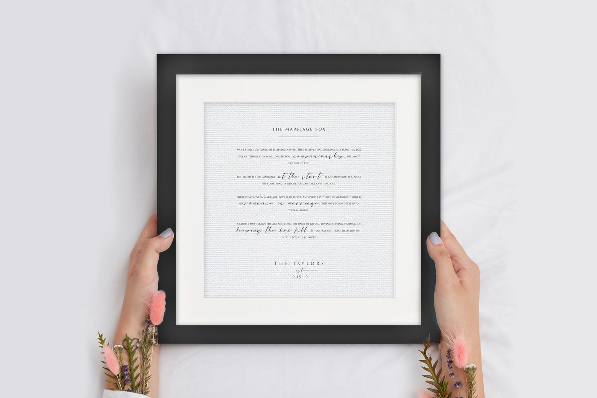 The Marriage Box, Personalized Framed Wedding Gift - HoneycombProverbs - Gifts For The Couple - Christian Wall Art