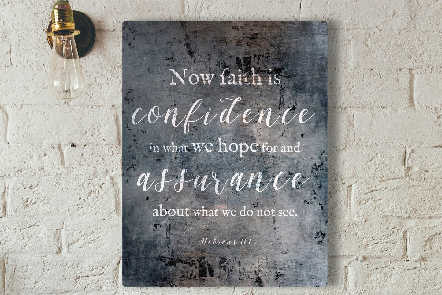 Hebrews 11:1 Distressed Metal Sign - HoneycombProverbs - Signs - Christian Wall Art