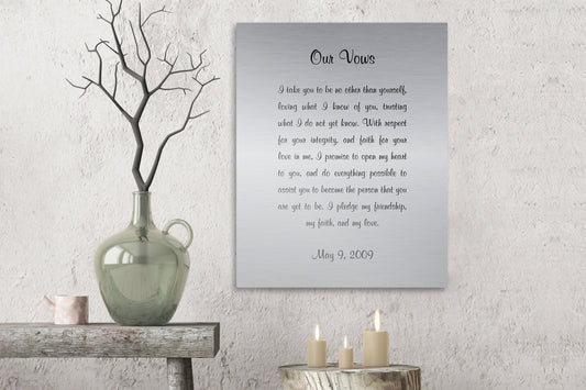Wedding Vows Printed on Metal - HoneycombProverbs - - Tin and Aluminum Gifts