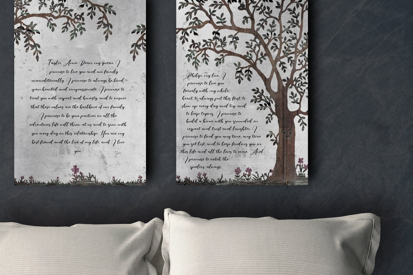 Love Never Fails, Personalized 2 Piece Wedding Gift - HoneycombProverbs - Signs - Christian Wall Art