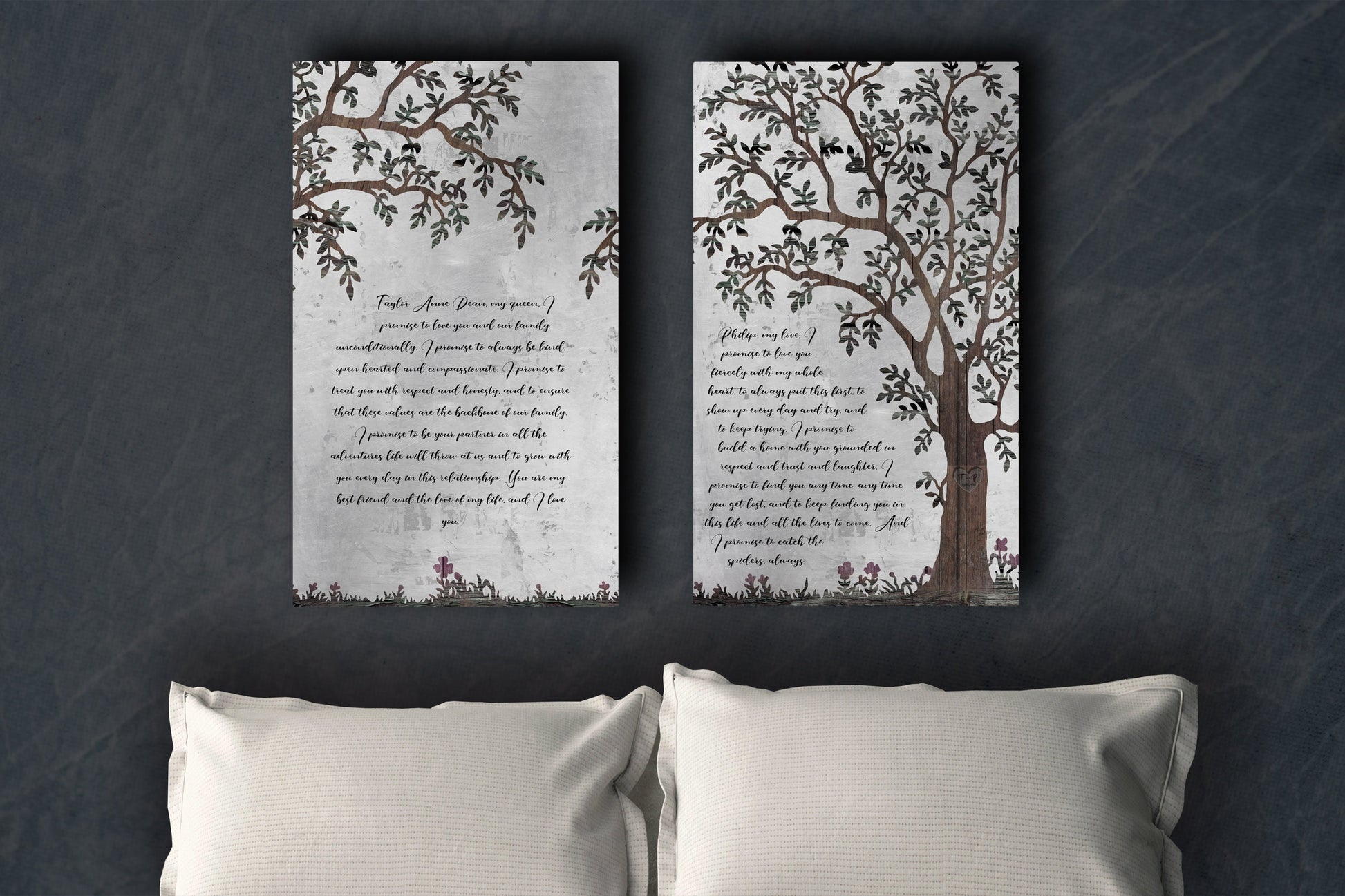 Love Never Fails, Personalized 2 Piece Wedding Gift - HoneycombProverbs - Signs - Christian Wall Art