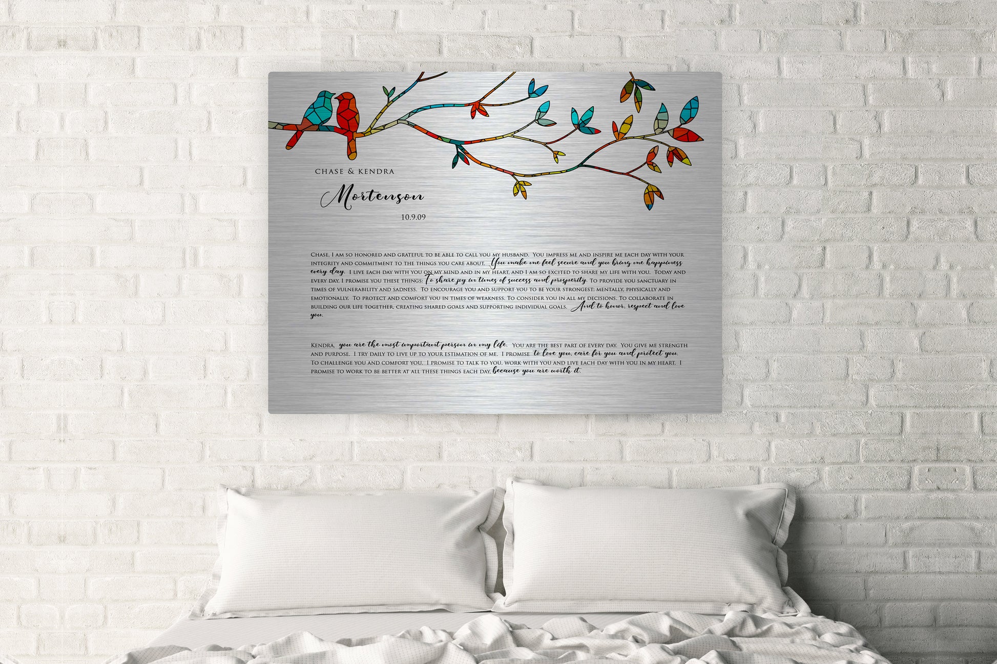Lovebird Wedding Vow Sign on Tin - HoneycombProverbs - Signs - Wedding Vow Wall Art