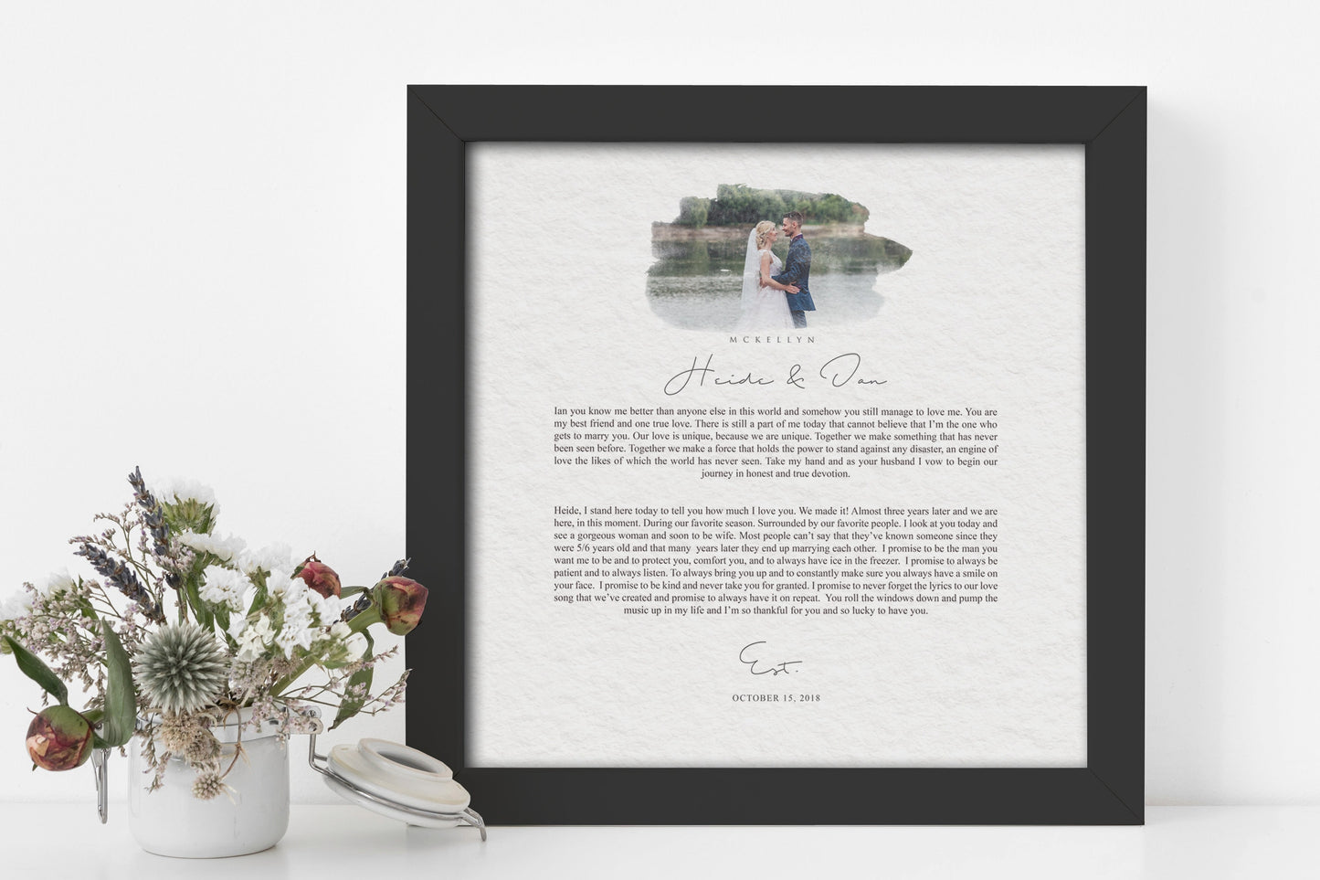 Personalized Wedding Vow Framed Photo Gift - HoneycombProverbs - Wall Hangings - Wedding Vow Wall Art