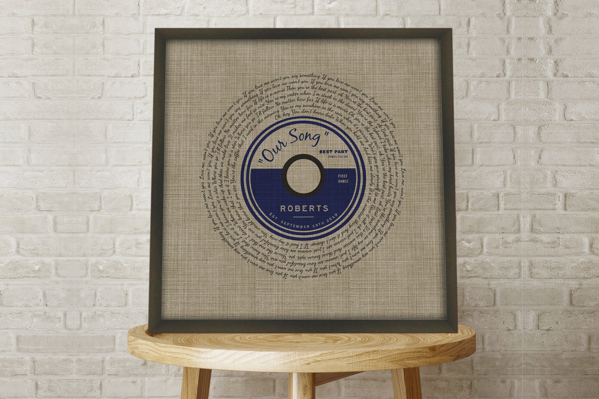 Belgian Linen, Framed First Dance Song Lyric Record - HoneycombProverbs - Gifts For The Couple - Record Album Lyrics Art