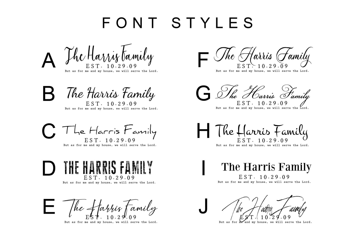 Joshua 24:15 Family Name Sign on Tin - HoneycombProverbs - Signs - Name Signs Wall Art