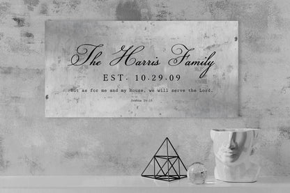 Joshua 24:15 Family Name Sign on Tin - HoneycombProverbs - Signs - Tin and Aluminum Gifts