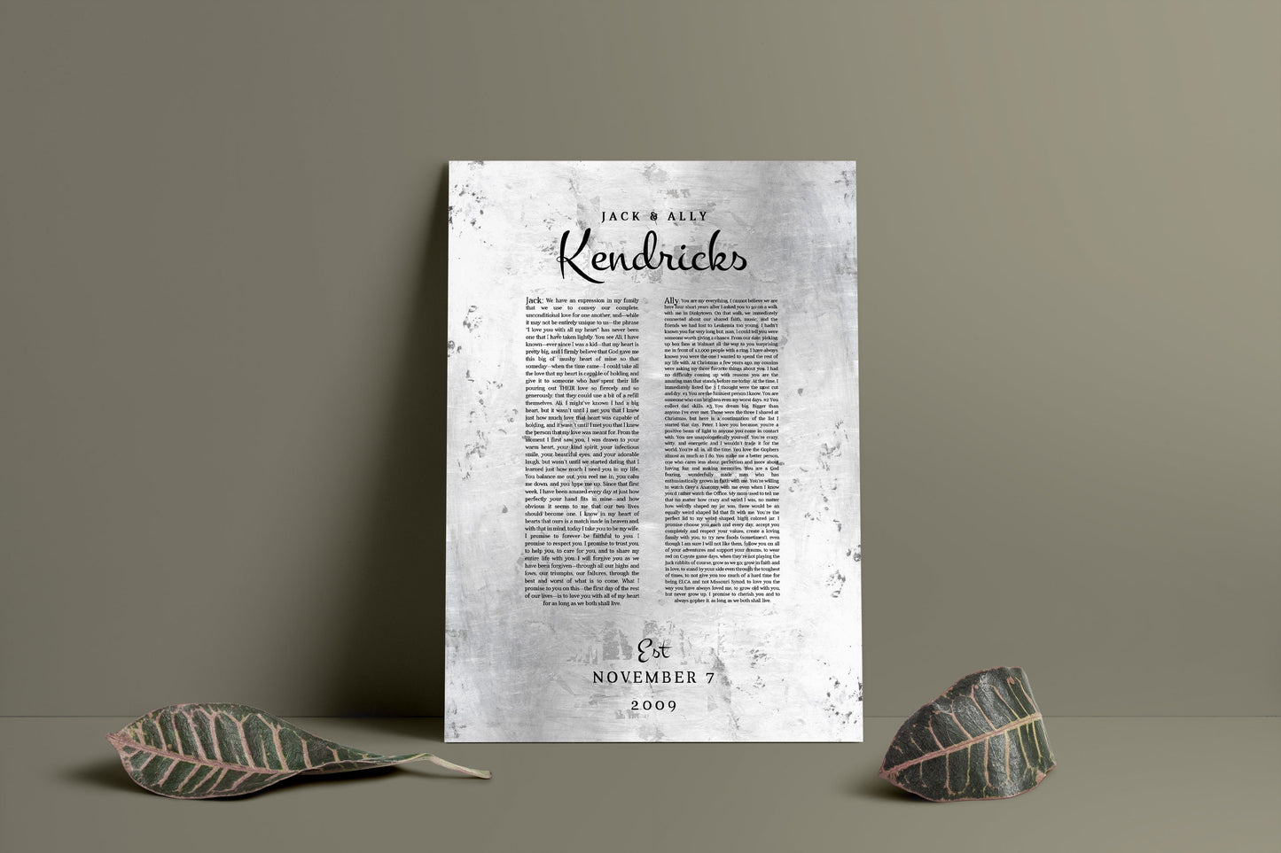 Custom Tin Wedding Vow Decor - HoneycombProverbs - Wall Hangings - Wedding Vow Wall Art