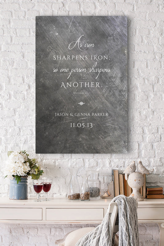 As Iron Sharpens Iron Personalized Gift - HoneycombProverbs - Gifts For The Couple - Christian Wall Art