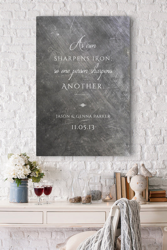 As Iron Sharpens Iron Personalized Gift - HoneycombProverbs - Gifts For The Couple - Christian Wall Art