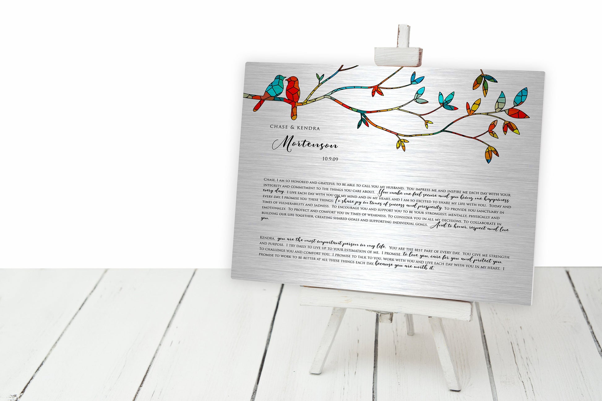 Lovebird Wedding Vow Sign on Tin - HoneycombProverbs - Signs - Wedding Vow Wall Art