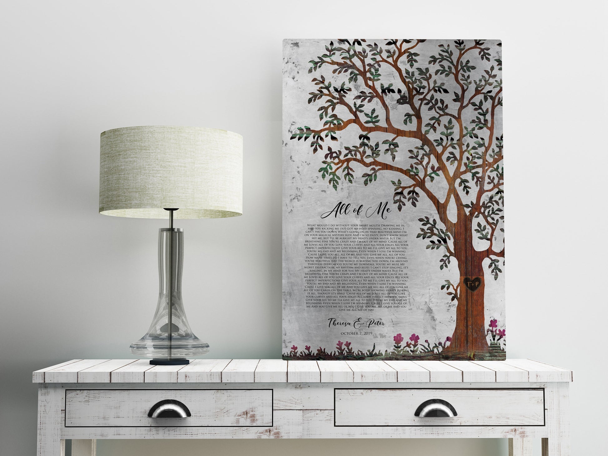 Our Tree, Custom Song Lyric Gift on Tin - HoneycombProverbs - Signs - Rustic Lyrics Wall Decor