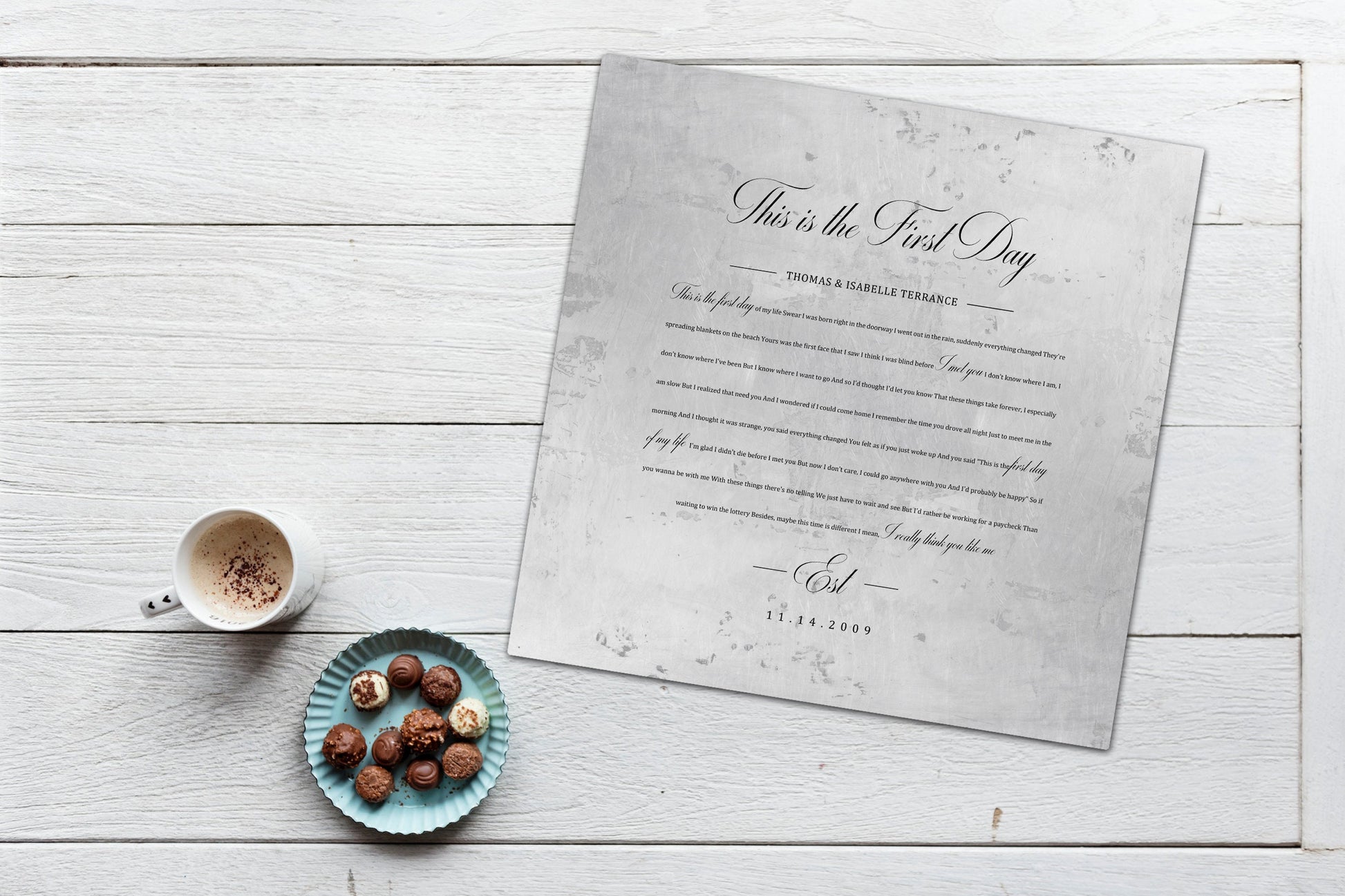 Personalized Wedding Song on Aluminum - HoneycombProverbs - Wall Decor - Vintage Lyrics Wall Art