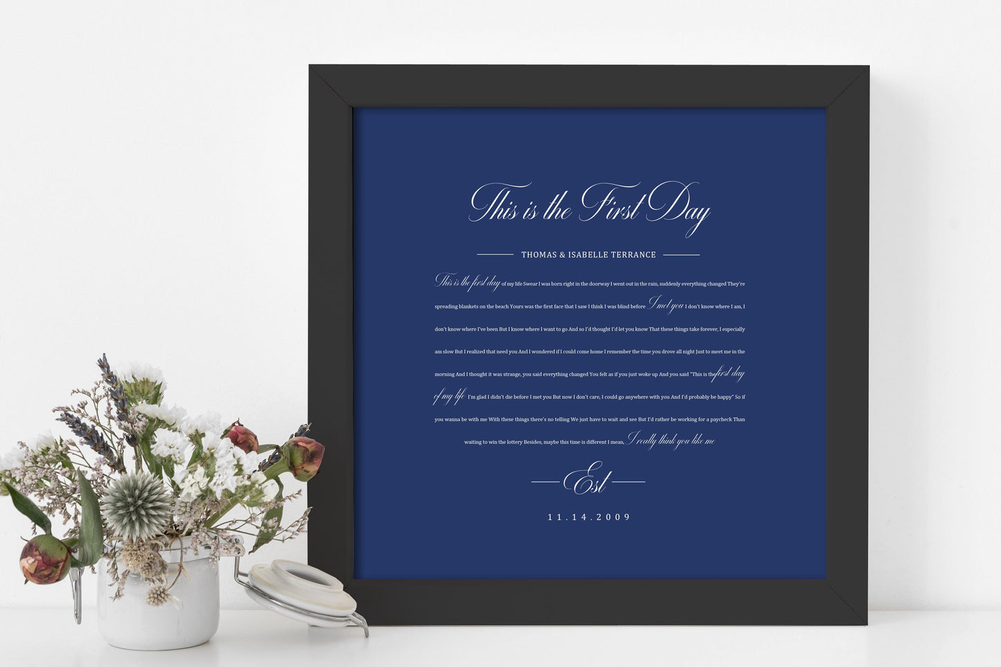 1st Year Anniverary Gift, Paper Anniversary Gift, Song Lyrics on Paper, 1st Wedding Anniversary Gift, Framed Lyric, Song Print, Wedding Gift - HoneycombProverbs - Gifts For The Couple - 1st Year Paper Gifts
