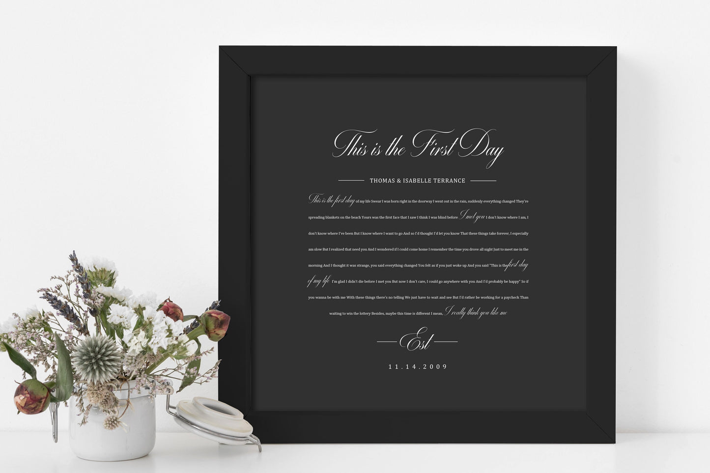 1st Year Anniverary Gift, Paper Anniversary Gift, Song Lyrics on Paper, 1st Wedding Anniversary Gift, Framed Lyric, Song Print, Wedding Gift - HoneycombProverbs - Gifts For The Couple - 1st Year Paper Gifts