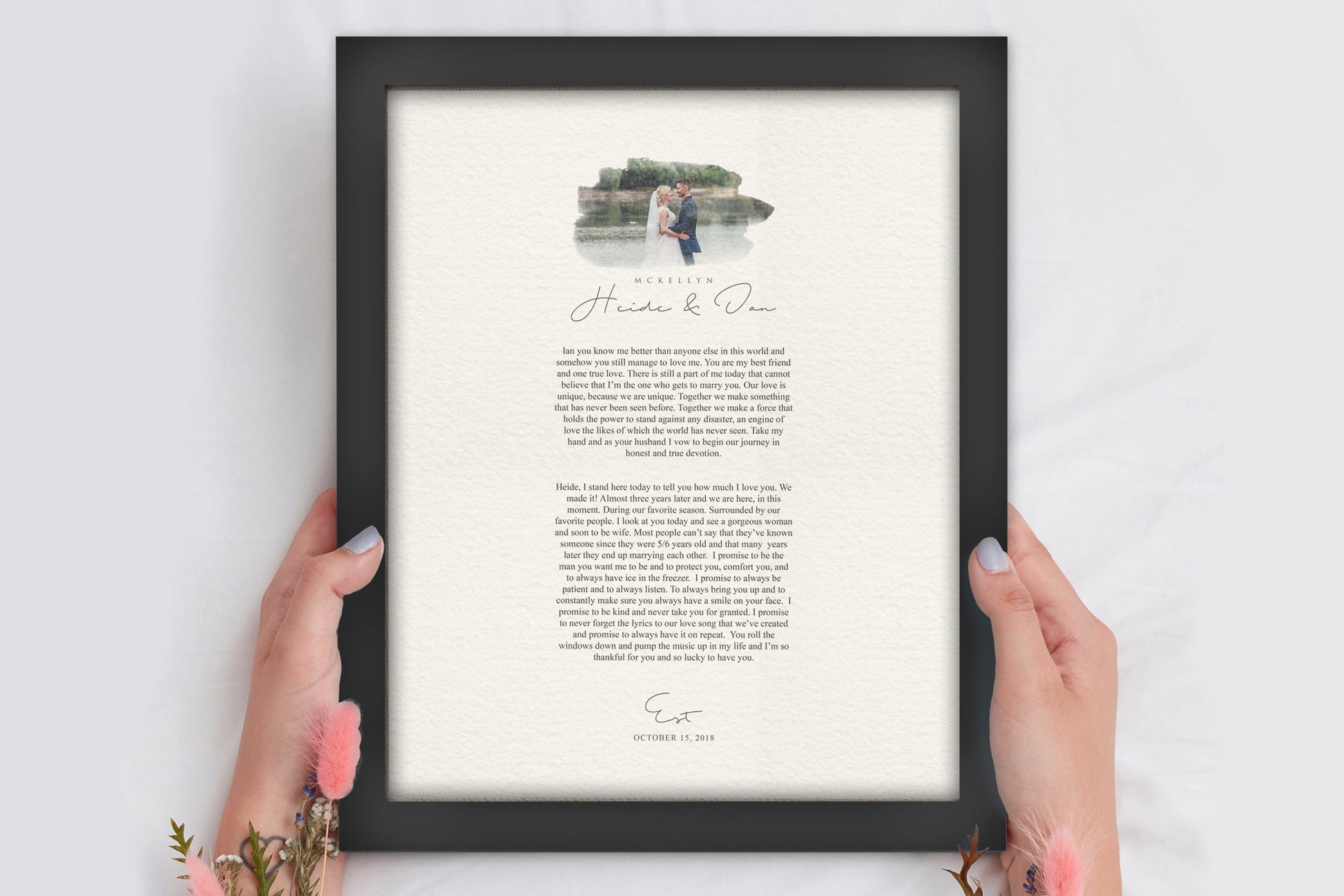Our Wedding Vows Paper Anniversary Photo Gift - HoneycombProverbs - Giclée - Wedding Vow Wall Art