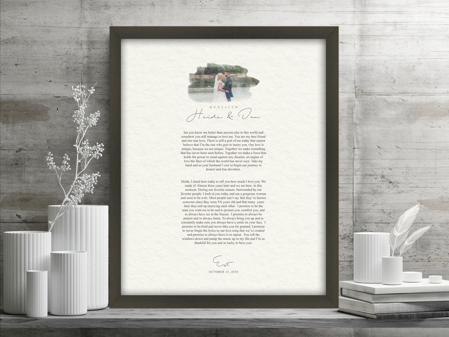 Our Wedding Vows Paper Anniversary Photo Gift - HoneycombProverbs - Giclée - Wedding Vow Wall Art