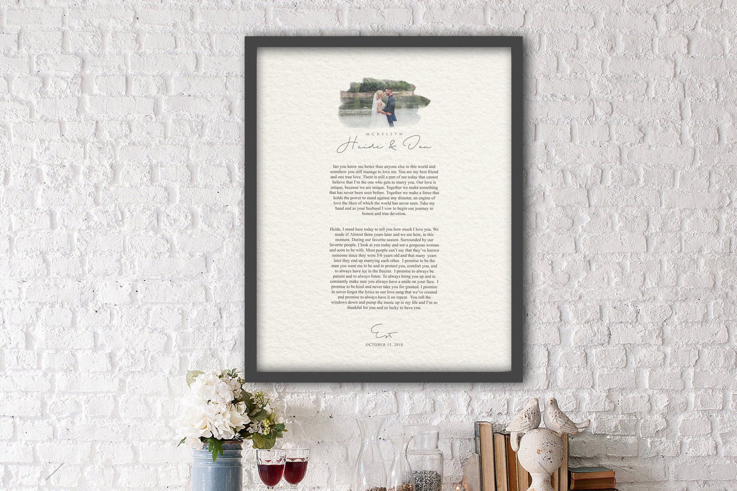 Our Wedding Vows Paper Anniversary Photo Gift - HoneycombProverbs - Giclée - Wedding Vow Wall Art
