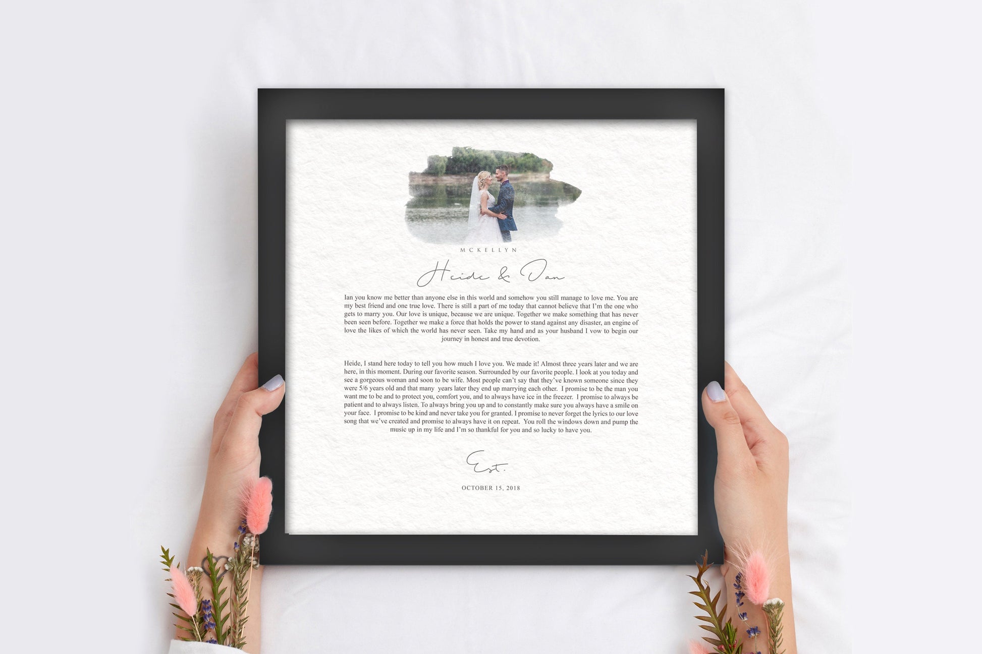 Personalized Wedding Vow Framed Photo Gift - HoneycombProverbs - Wall Hangings - Wedding Vow Wall Art