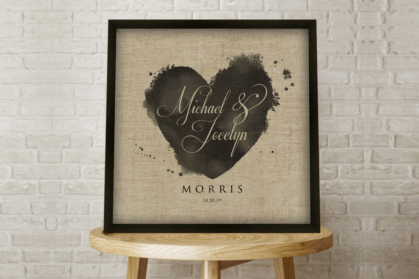 LInen Heartstamp Anniversary Keepsake - HoneycombProverbs - Gifts For The Couple - Name Signs Wall Art