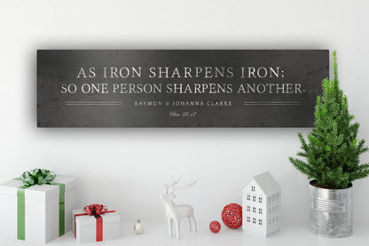 Iron Sharpens Iron Sign, Personalized Family Name Sign - HoneycombProverbs - Signs - Iron Anniversary Gifts