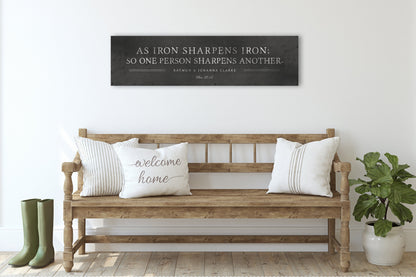 Iron Sharpens Iron Sign, Personalized Family Name Sign - HoneycombProverbs - Signs - Iron Anniversary Gifts