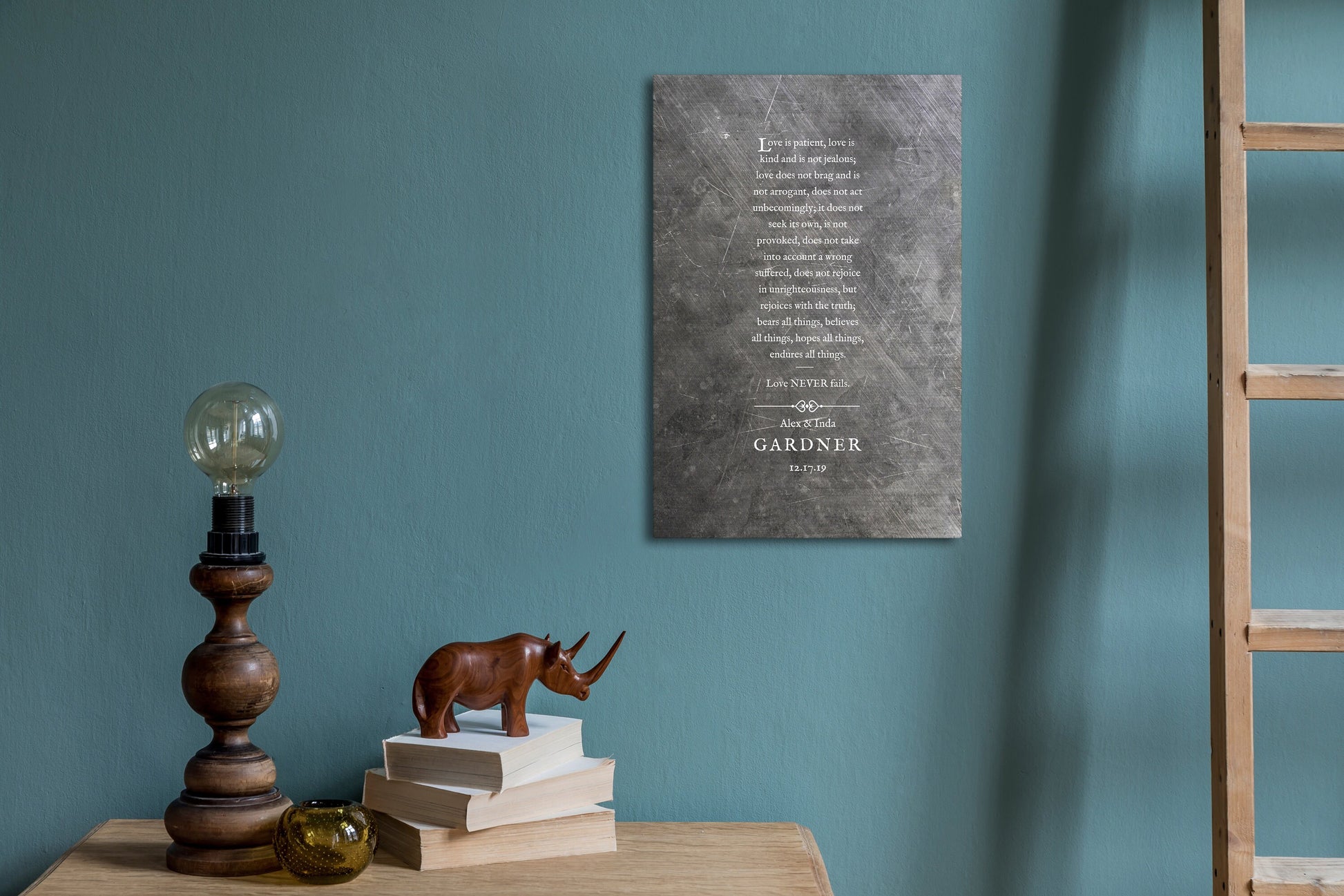 Love is Patient Love is Kind, 1 Cor 13 Sign on Tin - HoneycombProverbs - Signs - Tin Anniversary Gifts