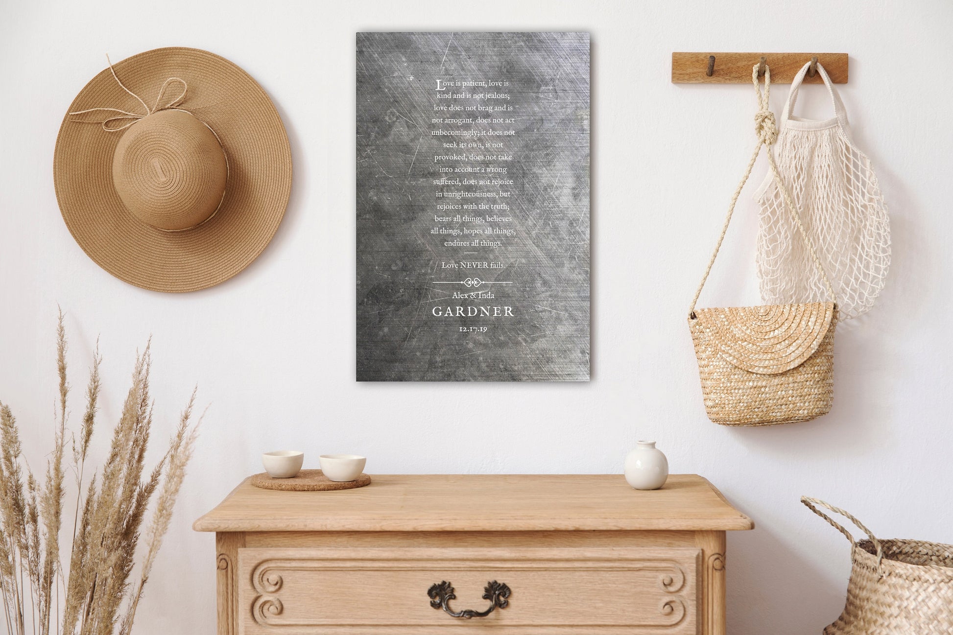 Love is Patient Love is Kind, 1 Cor 13 Sign on Tin - HoneycombProverbs - Signs - Tin Anniversary Gifts