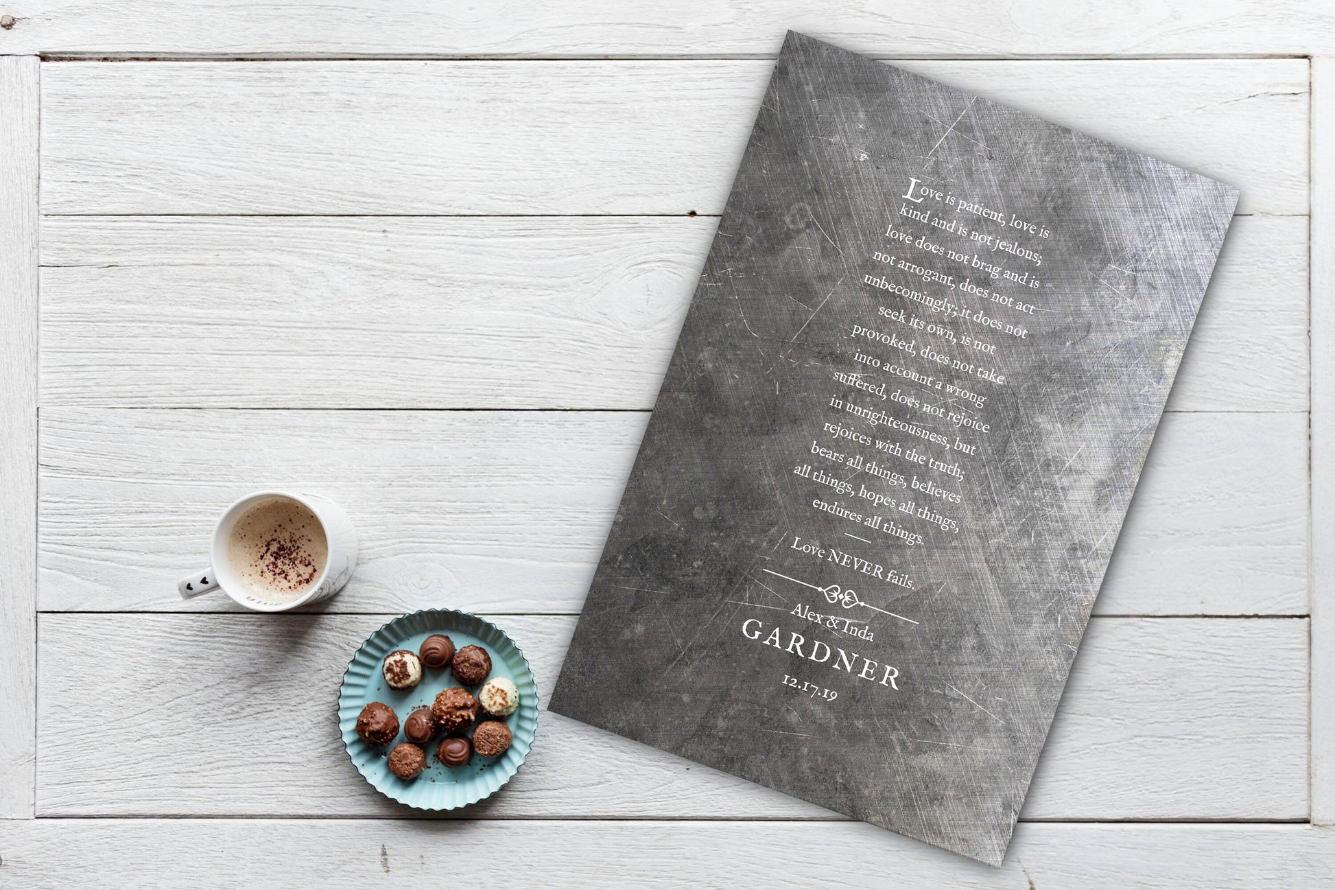 Love is Patient Love is Kind, 1 Cor 13 Sign on Tin - HoneycombProverbs - Signs - Tin Anniversary Gifts