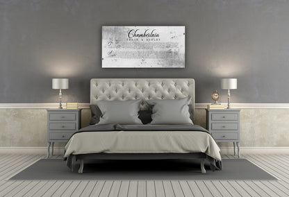 Personalized Distressed Tin Wedding Vow Sign, room view, 10th anniversary tin