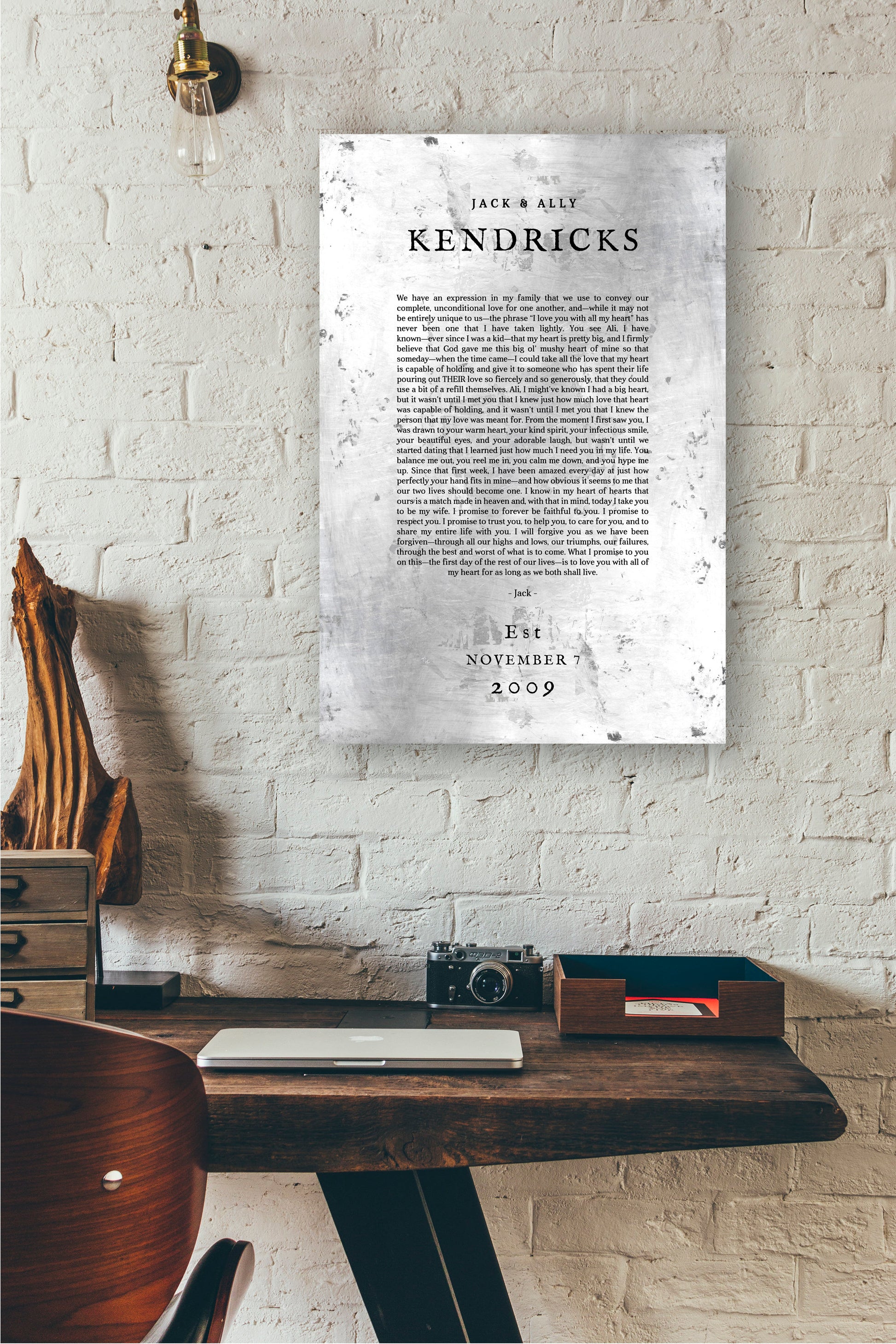 Tin Wedding Anniversary Gift, Wedding Vow Keepsake - HoneycombProverbs - Signs - Wedding Vow Wall Art