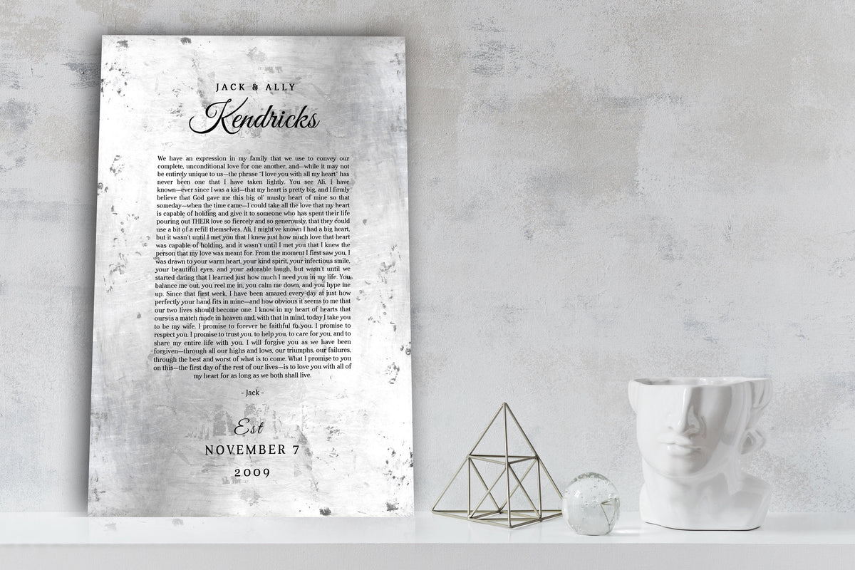 Custom Wedding Vow Metal Print - HoneycombProverbs - Wall Hangings - Tin and Aluminum Gifts
