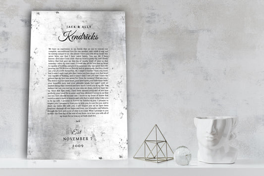 Custom Wedding Vow Metal Print - HoneycombProverbs - Wall Hangings - Tin and Aluminum Gifts