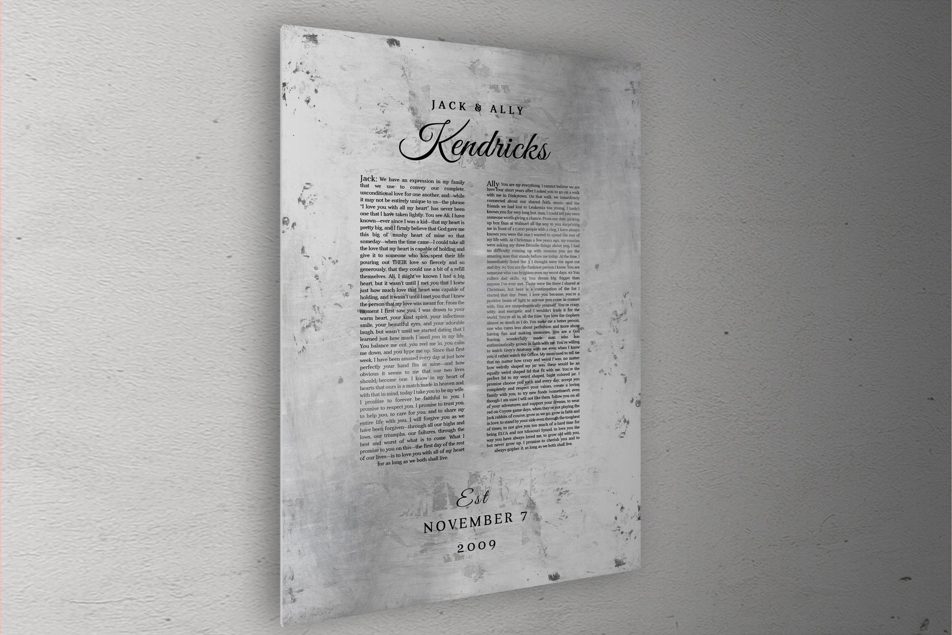 Custom Tin Wedding Vow Decor - HoneycombProverbs - Wall Hangings - Wedding Vow Wall Art