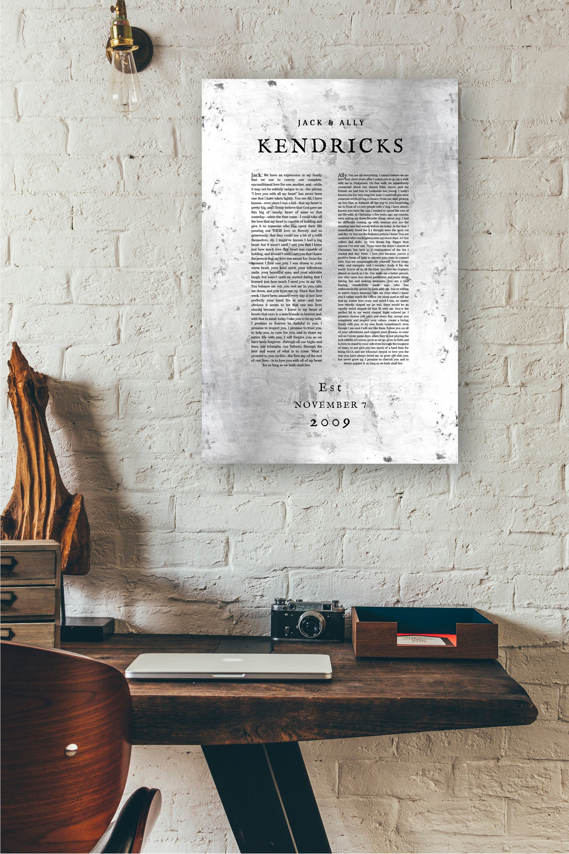 Custom Tin Wedding Vow Decor - HoneycombProverbs - Wall Hangings - Wedding Vow Wall Art