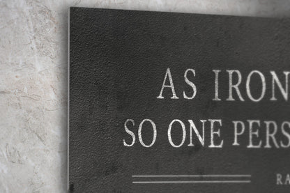 Iron Anniversary Gift, Iron Sharpens Iron Sign - HoneycombProverbs - Signs - Christian Wall Art