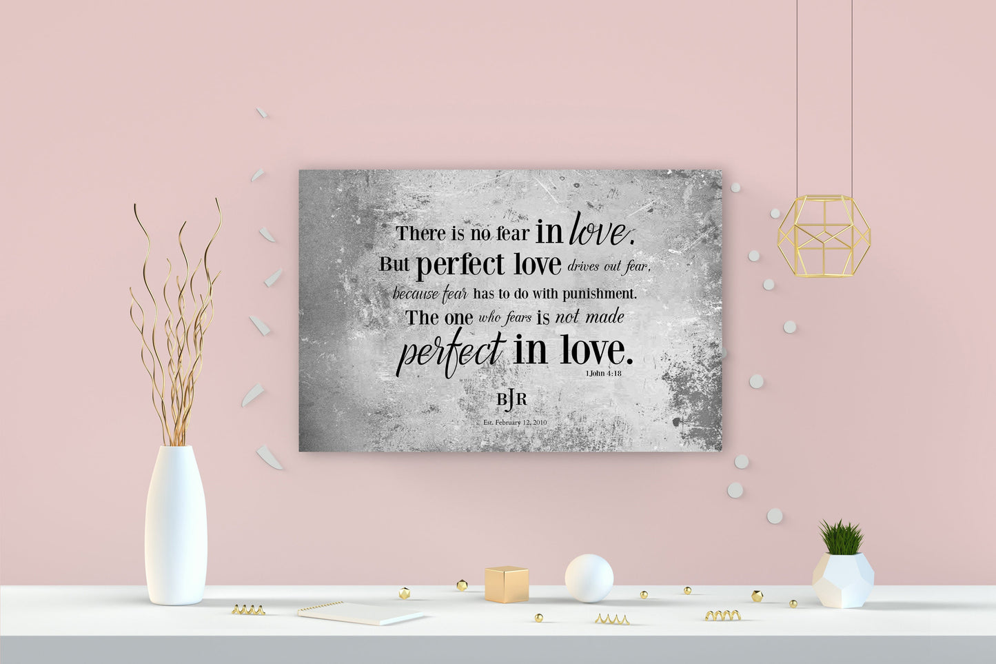 Monogrammed 1 John 4:18 Sign Custom Wedding Plaque - HoneycombProverbs - Wall Decor - Christian Wall Art