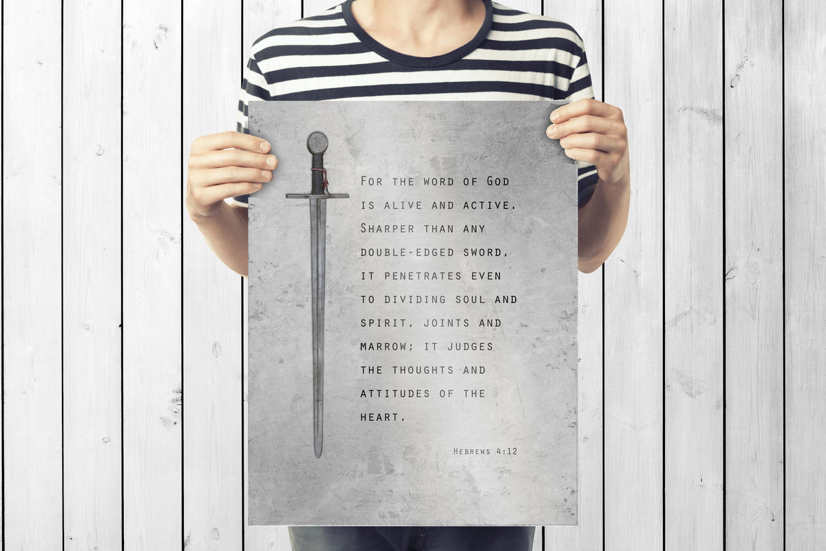Christian Wall Art for Him, Hebrews 4:12 Sign - HoneycombProverbs - Signs - Tin and Aluminum Gifts