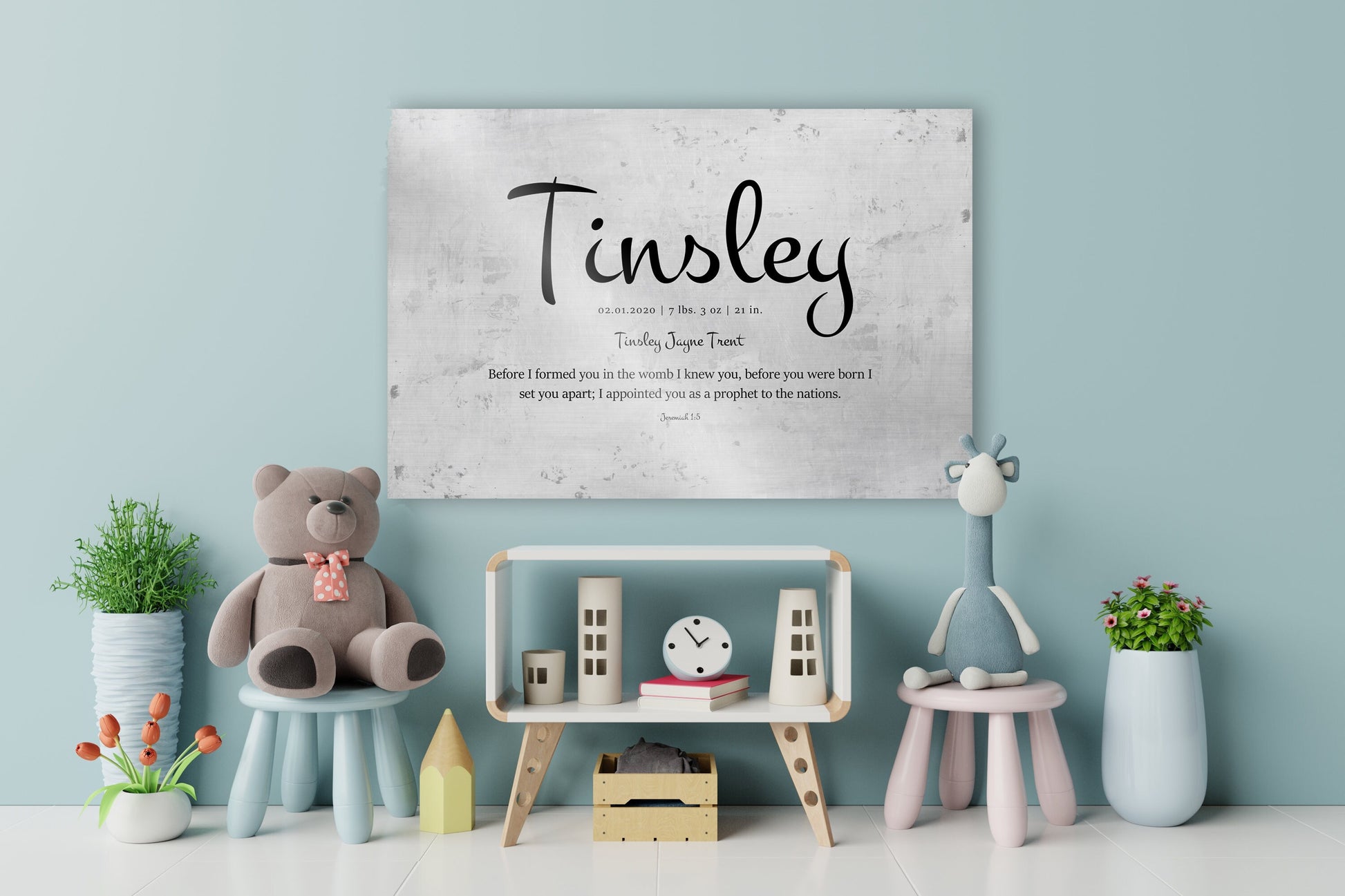 Child's Custom Name Sign, Jeremiah 1:5 - HoneycombProverbs - Wall Decor - Name Signs Wall Art