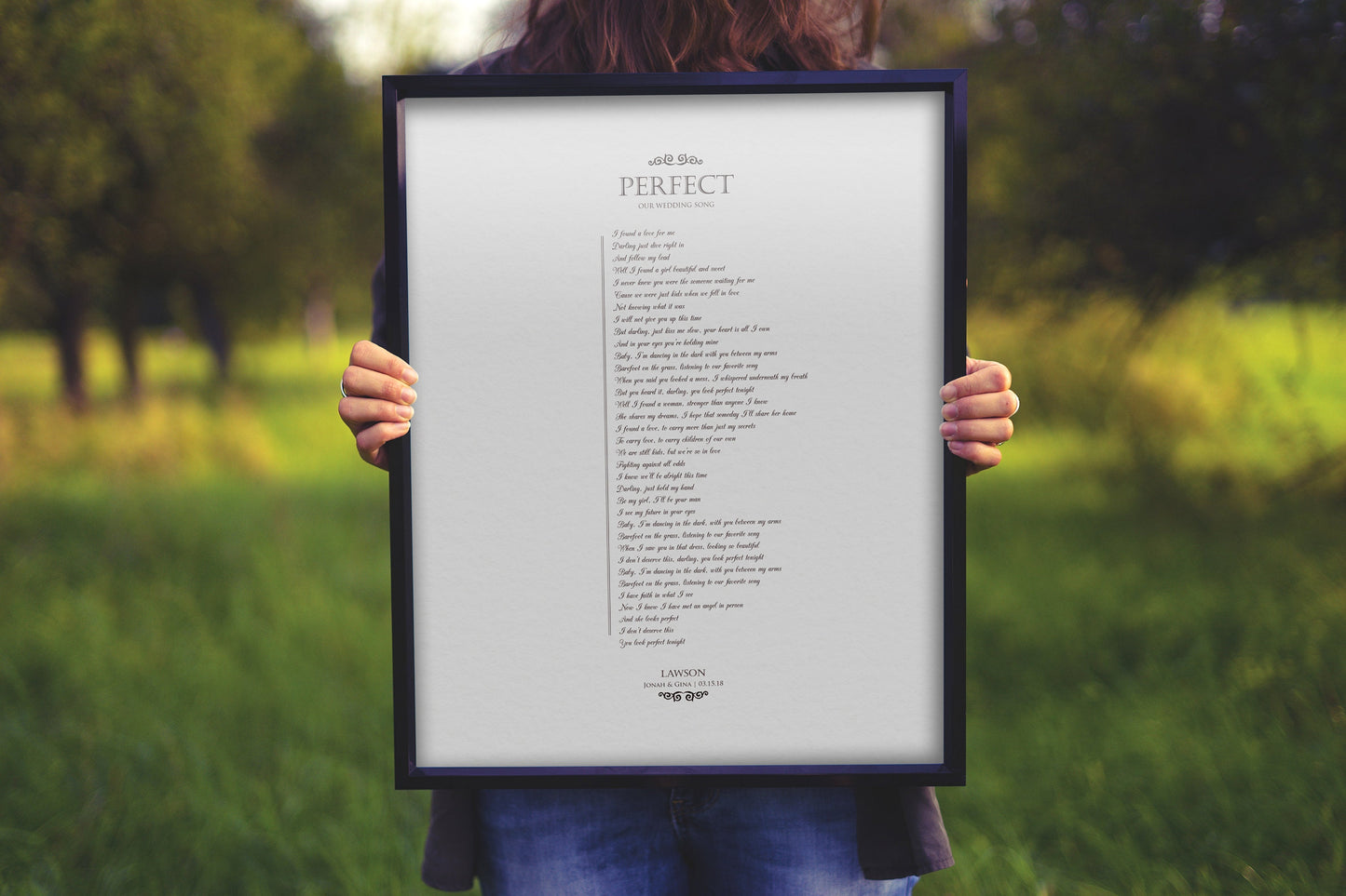 Framed Wedding Song on Pure Strathmore Cotton - HoneycombProverbs - Gifts For The Couple - 2nd Year Cotton Art