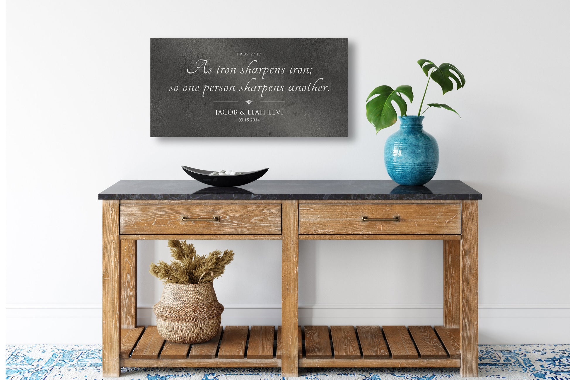 Rustic Scripture Gift - Iron Sharpens Iron Sign - HoneycombProverbs - Gifts For The Couple - Christian Wall Art