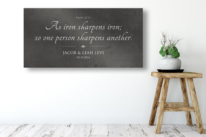 Iron Sharpens Iron Sign, Personalized Anniversary Gift - HoneycombProverbs - Signs - Iron Anniversary Gifts