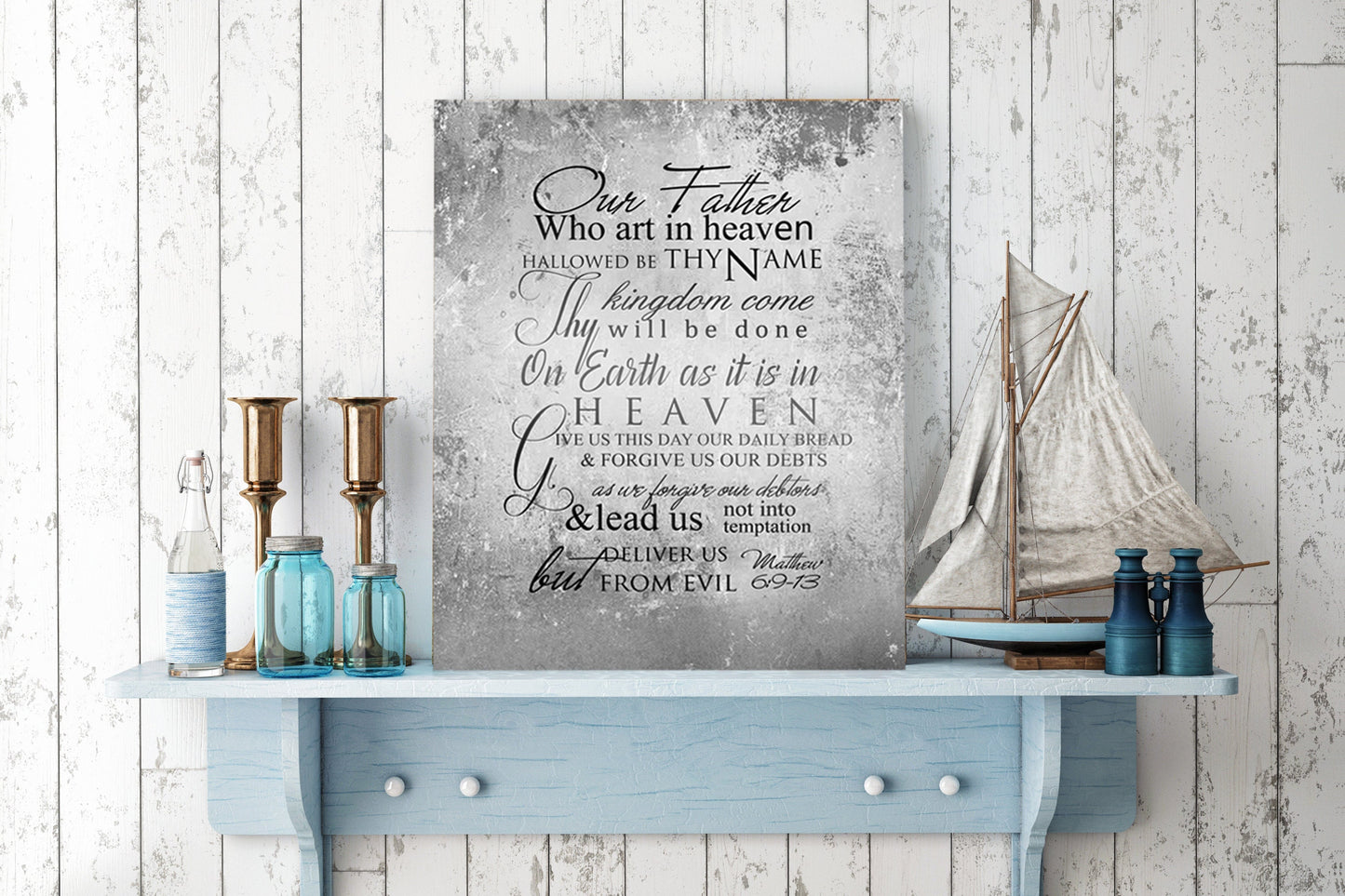 The Lords Prayer Distressed Scripture Sign - HoneycombProverbs - Signs - Christian Wall Art