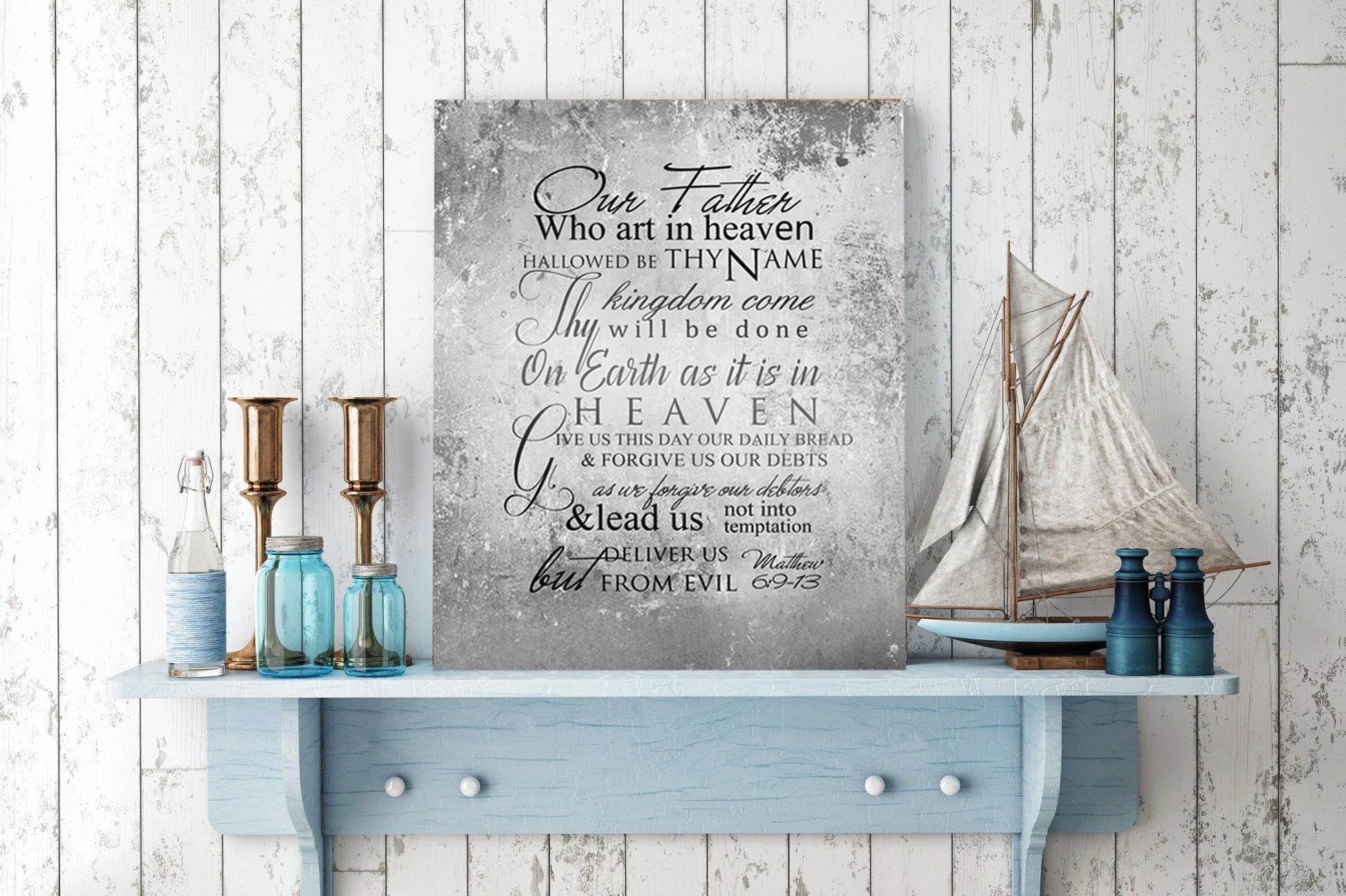 The Lords Prayer Distressed Scripture Sign - HoneycombProverbs - Signs - Christian Wall Art