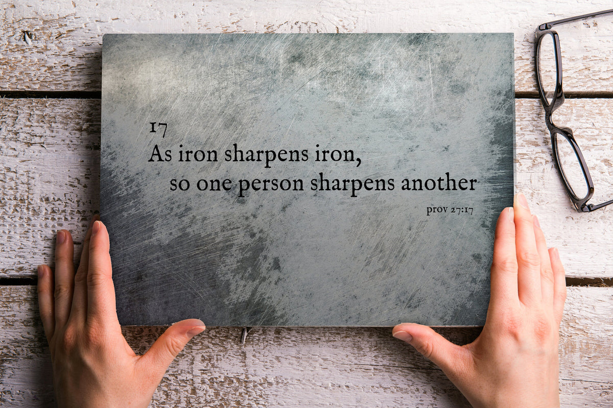 5th Anniversary Wood Gift for Him, As Iron Sharpens Iron