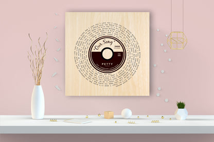 Song Lyric Record on Wood - HoneycombProverbs - Signs - 5 year anniversary gifts