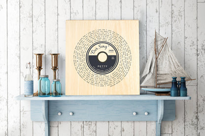 Song Lyric Record on Wood - HoneycombProverbs - Signs - 5 year anniversary gifts