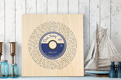 Song Lyric Record on Wood - HoneycombProverbs - Signs - 5 year anniversary gifts