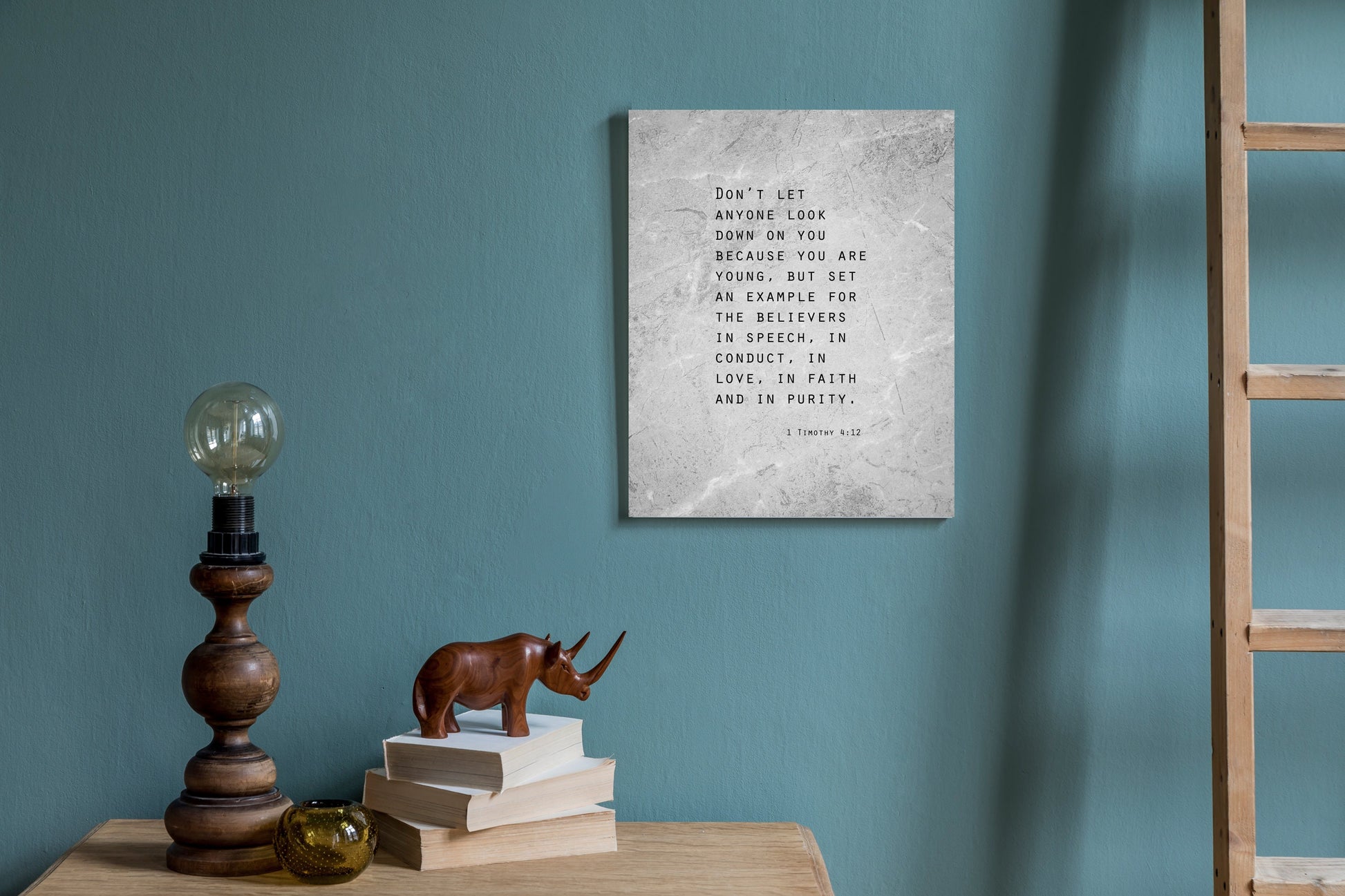 Grunge Scripture Art, 1 Timothy 4:12 Sign - HoneycombProverbs - Signs - Christian Wall Art