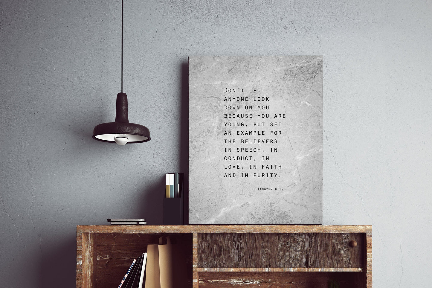 Grunge Scripture Art, 1 Timothy 4:12 Sign - HoneycombProverbs - Signs - Christian Wall Art